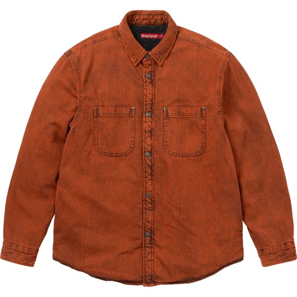 Supreme Shearling Lined Denim Work Shirt - Overdyed Orange (front)