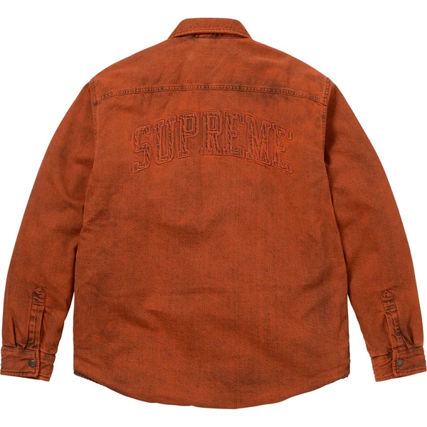 Supreme Shearling Lined Denim Work Shirt - Overdyed Orange (front)