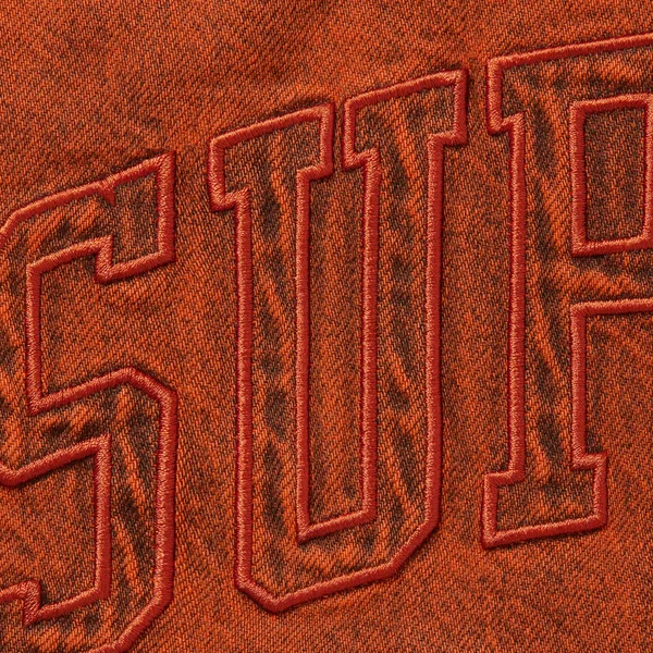 Supreme Shearling Lined Denim Work Shirt - Overdyed Orange (front)