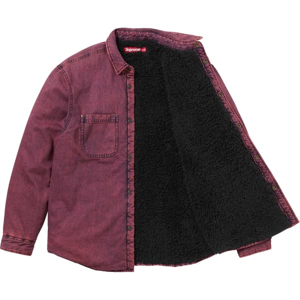 Supreme Shearling Lined Denim Work Shirt - Overdyed Pink (front)