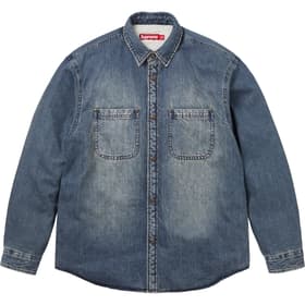 Supreme Shearling Lined Denim Work Shirt Washed Indigo