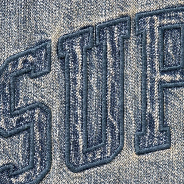 Supreme Shearling Lined Denim Work Shirt - Washed Indigo (front)