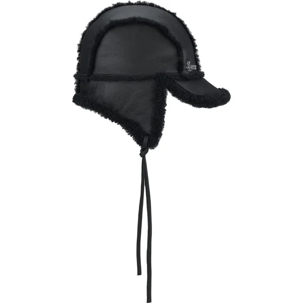 Supreme Shearling Lined Earflap Cap - Black (front)