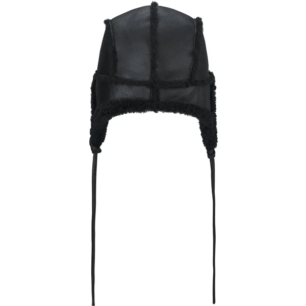 Supreme Shearling Lined Earflap Cap - Black (front)