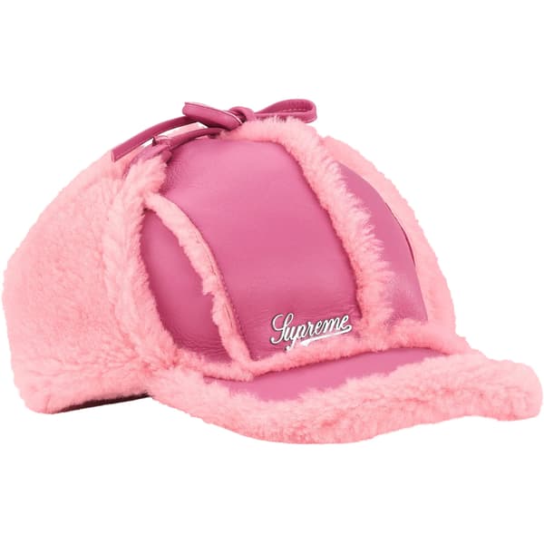 Supreme Shearling Lined Earflap Cap - Pink (front)