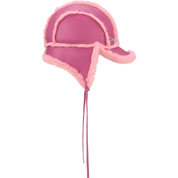 Supreme Shearling Lined Earflap Cap - Pink (front)