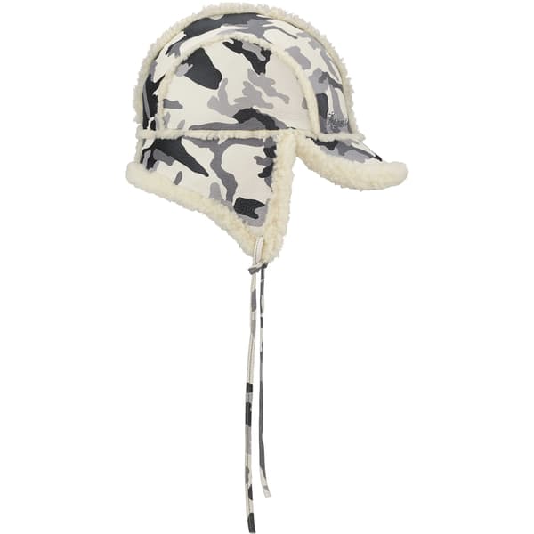 Supreme Shearling Lined Earflap Cap - Snow Camo (front)