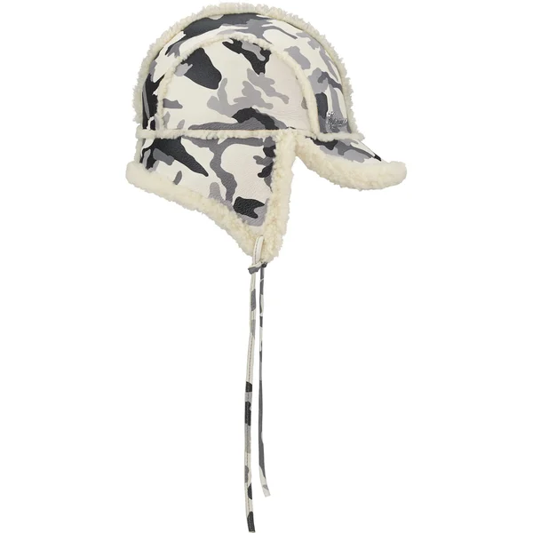 Supreme Shearling Lined Earflap Cap - Snow Camo (front)