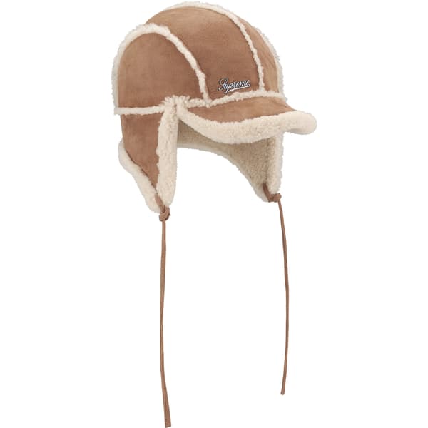 Supreme Shearling Lined Earflap Cap - Tan (front)