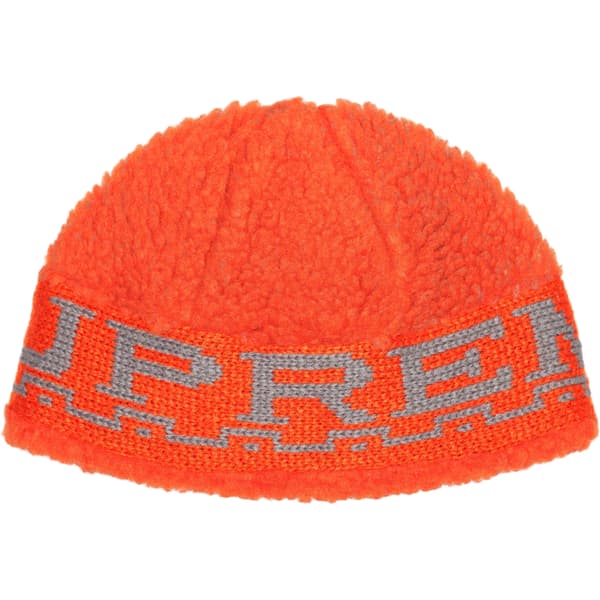 Supreme Sherpa Logo Beanie - Burnt Orange (front)