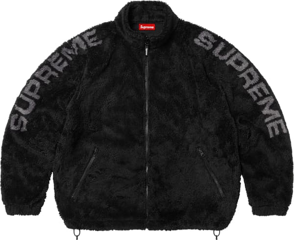 Supreme Shoulder Logo Fleece Jacket - Black (front)