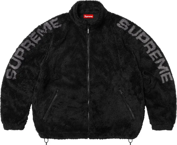 Supreme Shoulder Logo Fleece Jacket - Black (front)