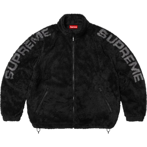 Supreme Shoulder Logo Fleece Jacket - Black (front)