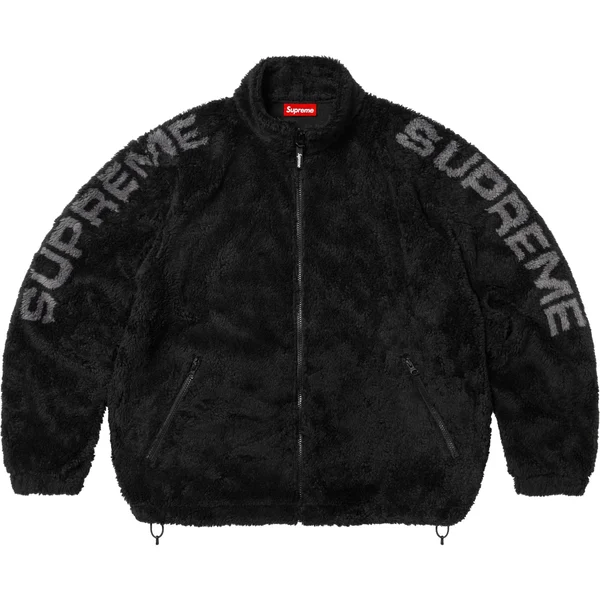 Supreme Shoulder Logo Fleece Jacket - Black (front)