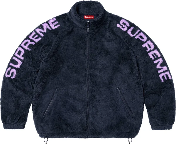 Supreme Shoulder Logo Fleece Jacket - Navy (front)