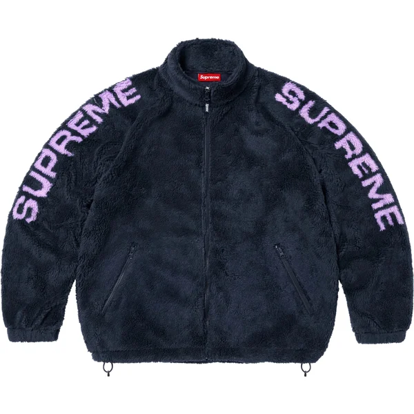 Supreme Shoulder Logo Fleece Jacket - Navy (front)