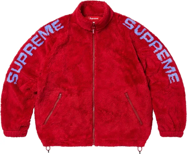 Supreme Shoulder Logo Fleece Jacket - Red (front)