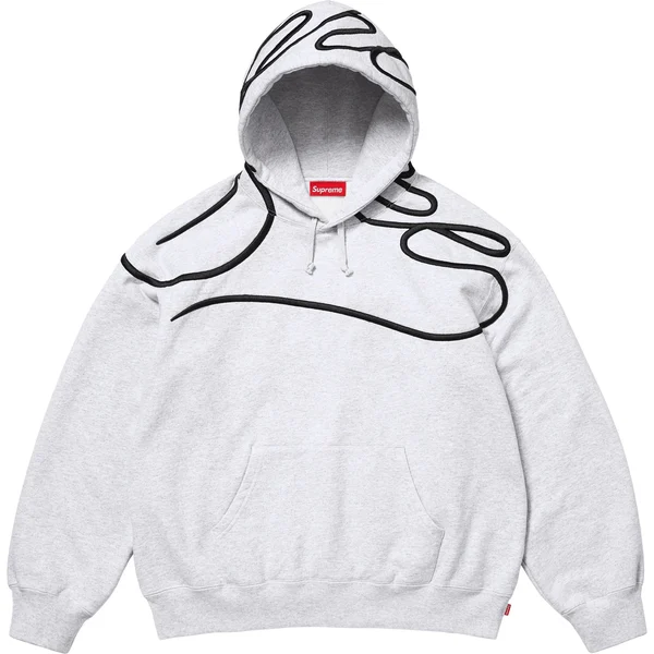 Supreme Shoulder Script Hooded Sweatshirt - Ash Grey (front)