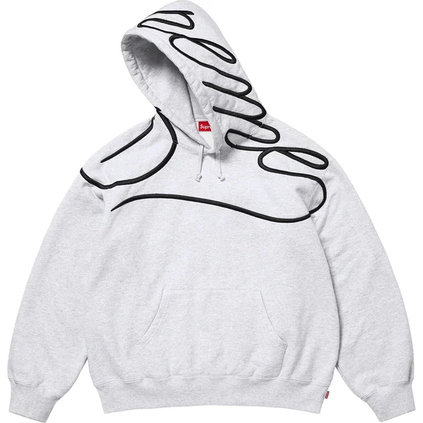 Supreme Shoulder Script Hooded Sweatshirt - Ash Grey (front)