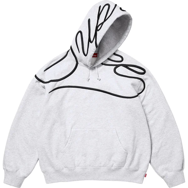 Supreme Shoulder Script Hooded Sweatshirt - Ash Grey (front)