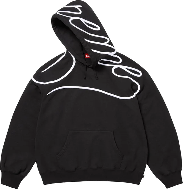 Supreme Shoulder Script Hooded Sweatshirt - Black (front)