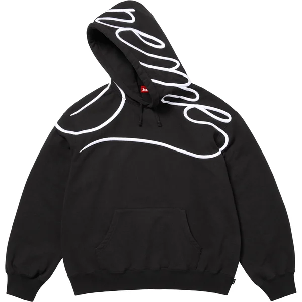 Supreme Shoulder Script Hooded Sweatshirt - Black (front)