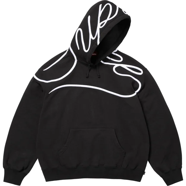 Supreme Shoulder Script Hooded Sweatshirt - Black (front)