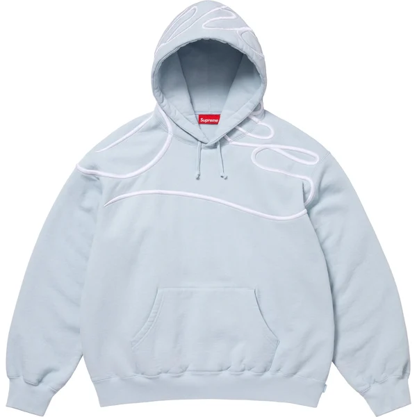 Supreme Shoulder Script Hooded Sweatshirt - Light Blue (front)