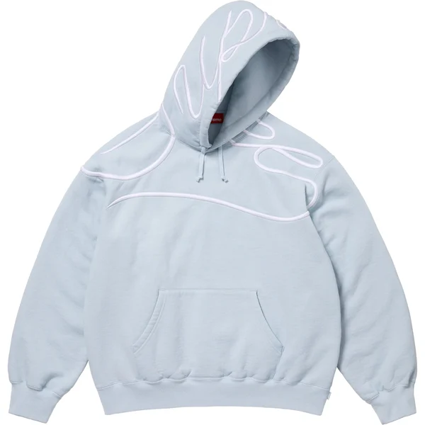 Supreme Shoulder Script Hooded Sweatshirt - Light Blue (front)