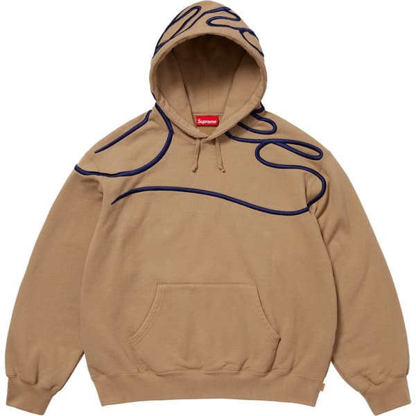 Supreme Shoulder Script Hooded Sweatshirt - Light Tan (front)