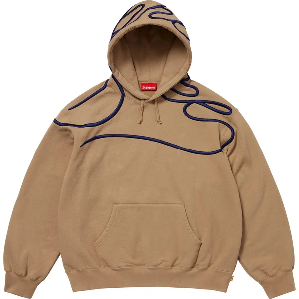 Supreme Shoulder Script Hooded Sweatshirt - Light Tan (front)