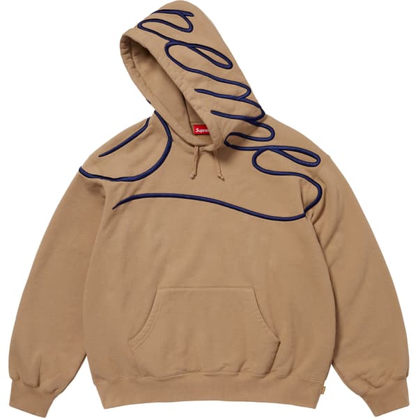 Supreme Shoulder Script Hooded Sweatshirt - Light Tan (front)