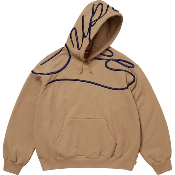 Supreme Shoulder Script Hooded Sweatshirt - Light Tan (front)
