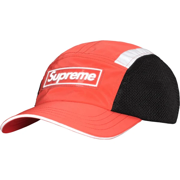 Supreme Side Mesh Camp Cap - Coral (front)