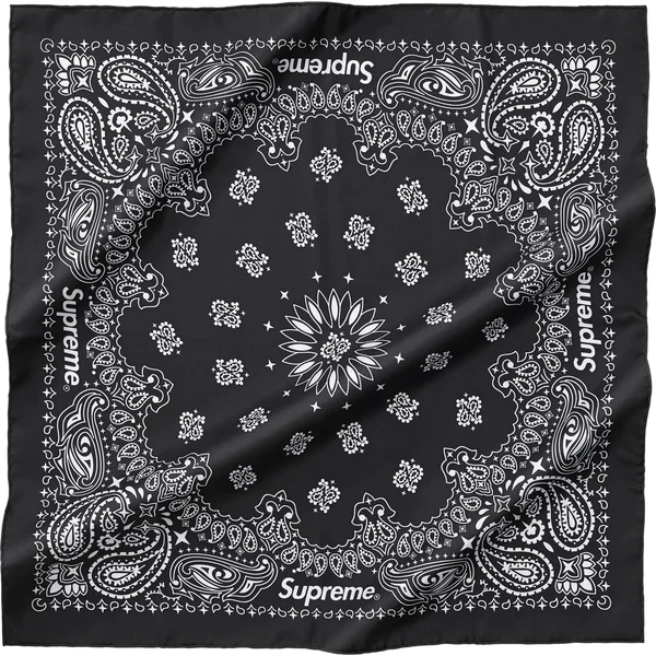 Supreme Silk Bandana - Black (front)