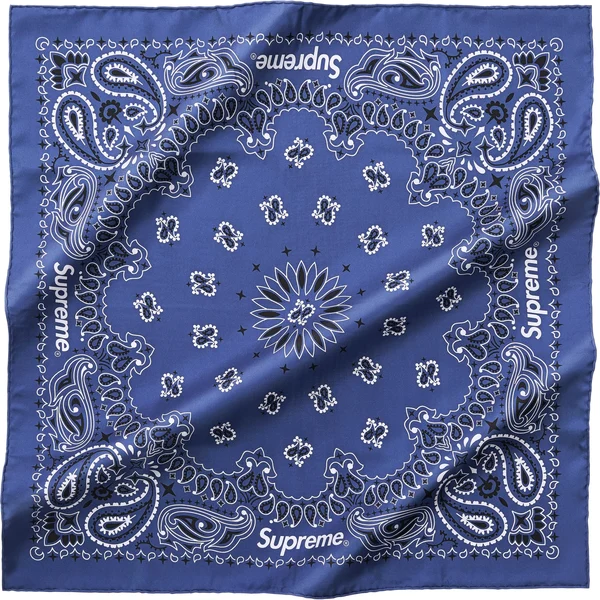 Supreme Silk Bandana - Navy (front)