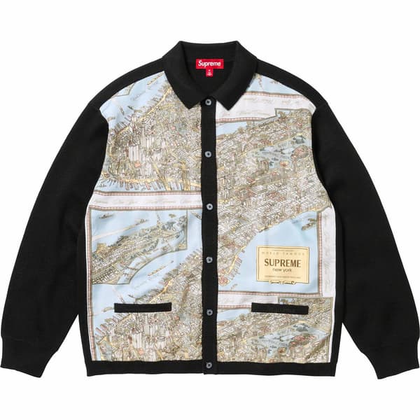 Supreme Silk Map Cardigan - Black (front)