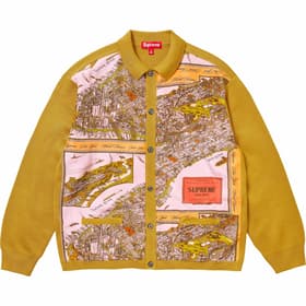 Supreme Silk Map Cardigan Mustard