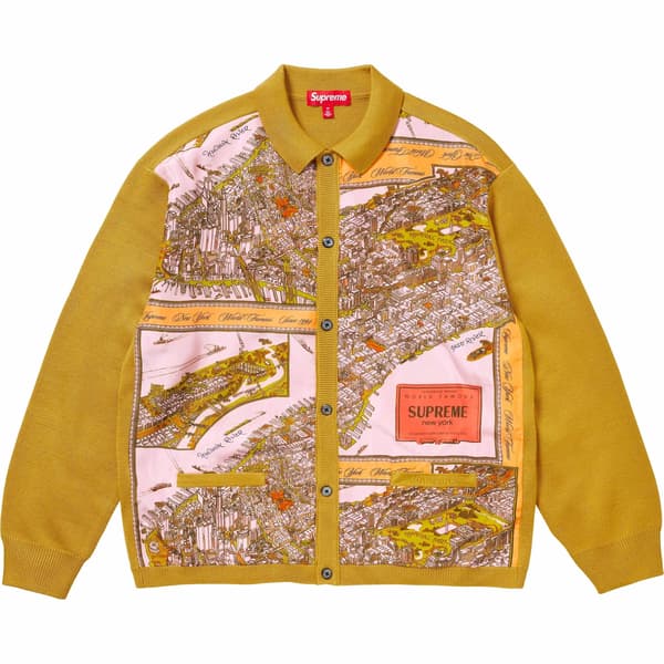 Supreme Silk Map Cardigan - Mustard (front)