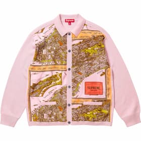 Supreme Silk Map Cardigan Pink