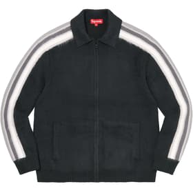 Supreme Sleeve Stripe Zip Up Sweater Black