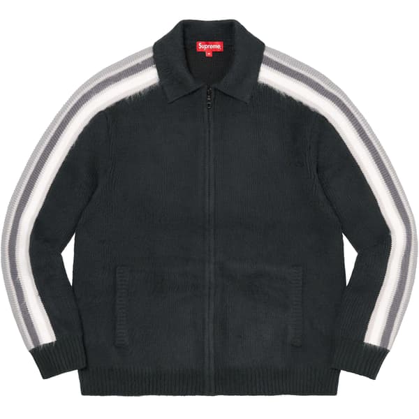 Supreme Sleeve Stripe Zip Up Sweater - Black (front)