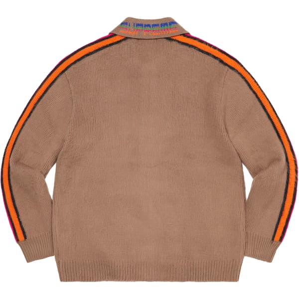 Supreme Sleeve Stripe Zip Up Sweater - Dusty Brown (front)