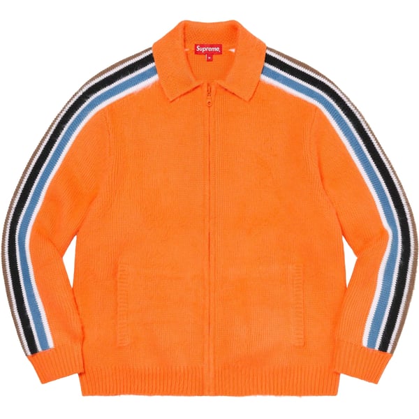 Supreme Sleeve Stripe Zip Up Sweater - Orange (front)