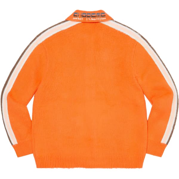 Supreme Sleeve Stripe Zip Up Sweater - Orange (front)