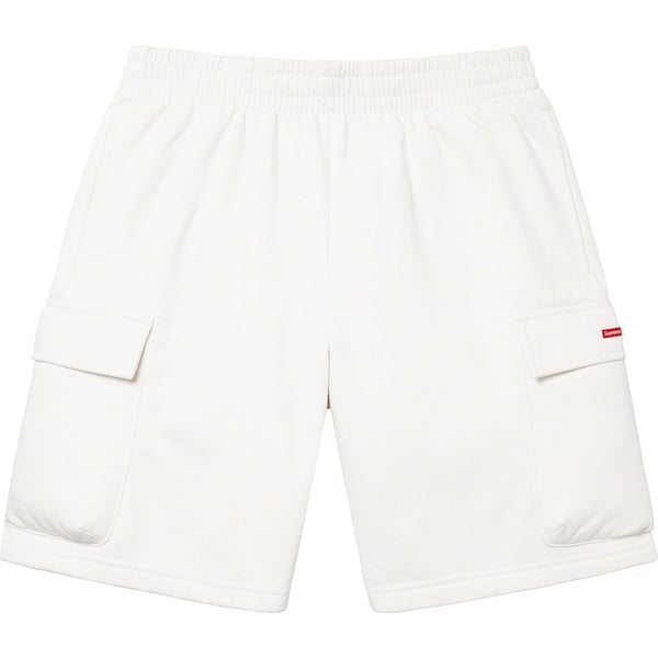 Supreme Small Box Baggy Cargo Sweatshort - White (front)