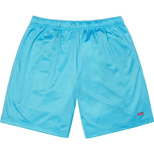 Supreme Small Box Baggy Mesh Short - Cyan (front)