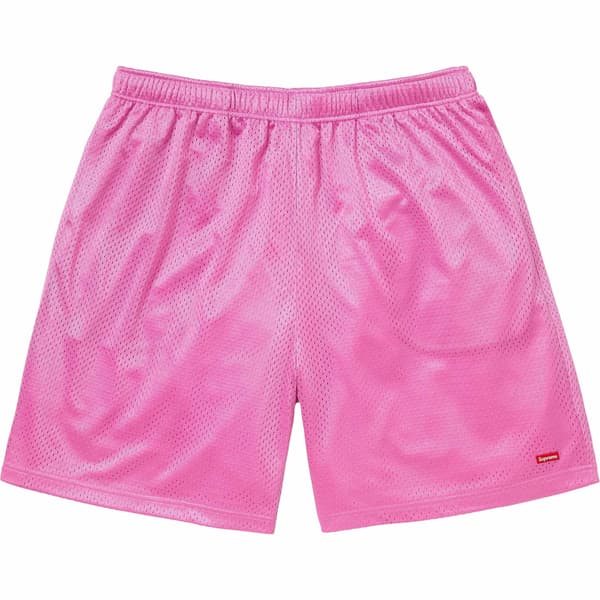 Supreme Small Box Baggy Mesh Short - Pink (front)
