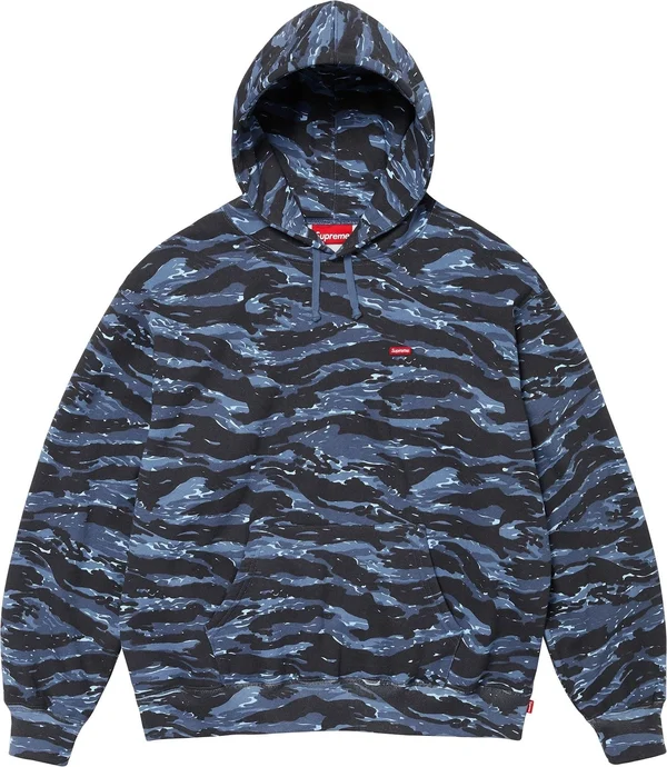 Supreme Small Box Hooded Sweatshirt - Blue Tiger Camo (front)