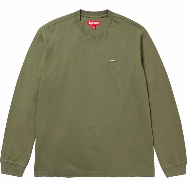 Supreme Small Box L/S Tee - Light Olive (front)